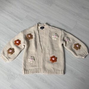 VICI Cream Cardigan with Multicolor Floral Accents